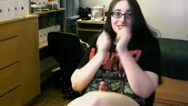 BoringKate Stroke's her Girl Cock and Flashes her Tits