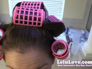 Preview 1 of Lelu Love-POV HJ BJ Cum In Hair Curlers Hairwashing