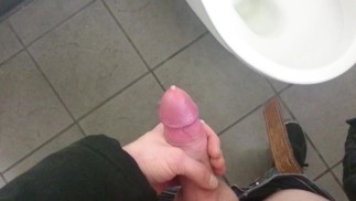 POV jerkin off in piblic toilet,cum on floor: fan requested