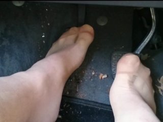 german nylon feet, outside, pedal pump footjob, old man