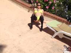 Amateur stripper practicing moves outdoors - Erin Electra 
