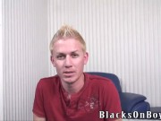 Preview 1 of Blonde mohawk guy gets gangbanged by black thugs