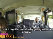 Preview 2 of FemaleFaketaxi Busty blonde licks her first pussy