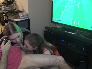 fifa, brunette teen, pov blowjob, courtney and abby