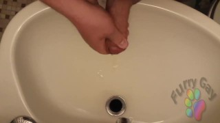 POV - Short Wank in bathroom