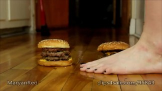 Burgers crushed by size 11 feet