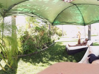 VR Bangers - [360°VR] Alix and Nadia suck and ride white cock by the pool screenshot number 0