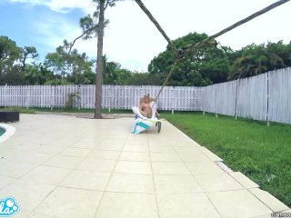 lesbian teen threesome play tug a war with a drone and their college pussy