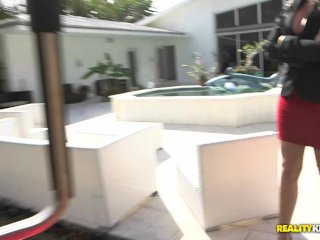 Voluptuous MILF Alena Croft gets fucked hard and swallows cum on the sofa