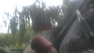 fooling around, jacking off outside...