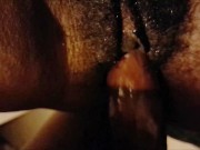 Preview 2 of WET BLACK PUSSY contractions! Watch her clit jump as she cums on hard dick!