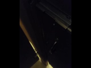 Cums in public bathroom