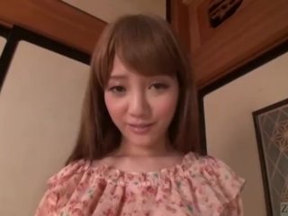Subtitled Japanese AV star Rei Mizuna striptease to nudity