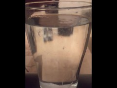 spunkdude72 cumming slowly in a glass of water