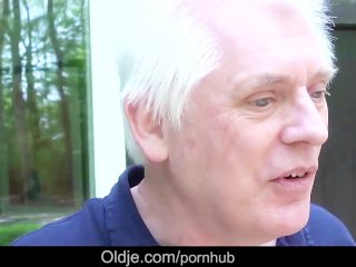 Big tits young wife slutty fucking old hubby takes blowjob and cum in mouth screenshot number 2