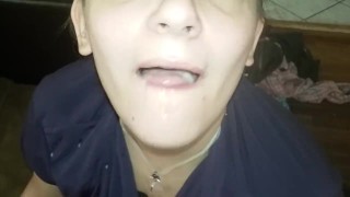 Busty Teen Swallows Cum After Riding