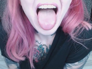 Pink Haired Girl Holds Mouth Wide Open forYou )