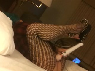 pornstar, fishnet stockings, heels, blonde