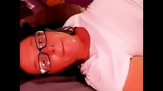 Beautiful glasses masturbation