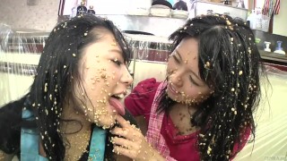 Extreme Japanese Natto Sploshing Lesbians Are Subtitled In This Video
