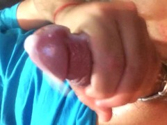 Gushing cock pumps cum after meaty manhandling.