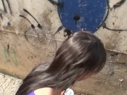 Preview 3 of Chinese amateur girl makes a public blowjob