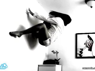 possessed latina teen step sister with hairy college pussy camming on wall