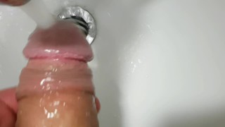 Pissing before washing my sensitive cock head