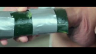 Gorgeous Young Man Shaving Off His Pubic Hair Before Fucking A Cucumber