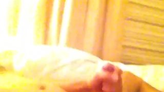 Stroking cock at the hotel room