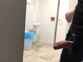 Dutch Boy Play with his Cock in the Men's Room until he almost get Caught