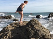 Preview 3 of Model blows photographer on the beach and swallows cum