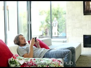 PureMature - Stepmother Olivia Austin seduces stepson at family holiday screenshot number 0