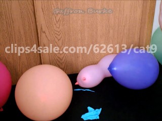 BBW Saffron Burke Steps on Balloons till they Pop