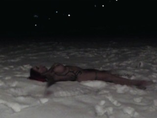 Snowstorm Gets Pornstar Naked & Hard outside