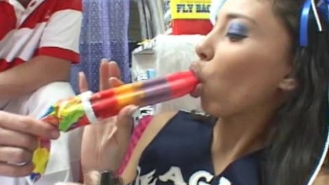 Cheeleader Alexis Sucking On Popsicle And Cock