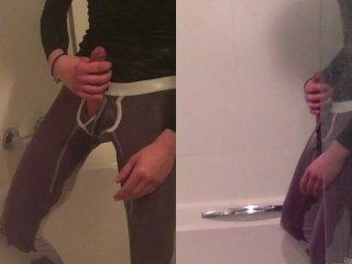 Pissing myself under because it makes me horny - solo golden shower