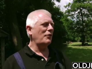 Horny teen farm girl masturbating and fucks old man in hard old young