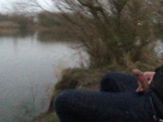Fetish Gay Boy is Pissing and Jerking Outdoors