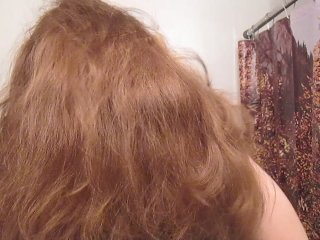 combing hair, solo female, hair fetish, chubby