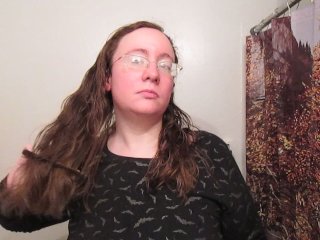 amateur, glasses, hair combing, bbw