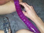 Preview 5 of Sexy couple double dildo pussy to anal filled