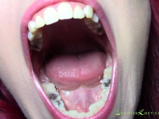 mouth, solo female, teeth, fetish
