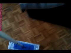 Floor mop in pantyhose ** Nylonfetish **