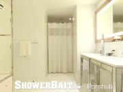 Preview 5 of ShowerBait - Str8 guy jerks his big dick watching guy shower