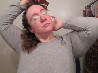 glasses, asmr, hair combing, solo female