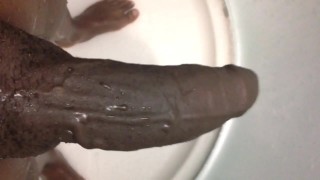 Stroking In The Shower My Large Black Dick