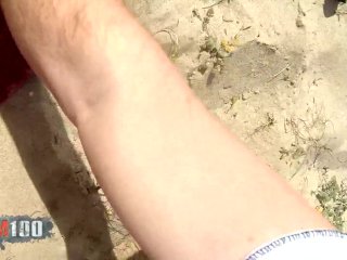 Fucking with british pornstar Tina KAY on a public beach