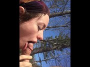 Preview 2 of Hippie Babe Sucks Wood In the Woods