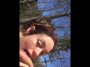 Preview 3 of Hippie Babe Sucks Wood In the Woods